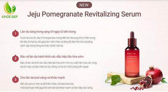 Innisfree Jeju Pomegranate Revitalizing Serum mang đến nhiều lợi ích cho làn da